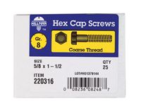 Hillman  Hillman  Heat Treated  Yellow Dichromate  Coarse  Hex Head Cap Screw  5/8 in. Dia. x 1-1/2 