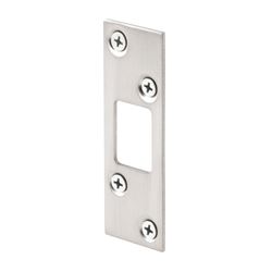 Prime-Line Deadbolt Strike Entry 3 in. Satin Nickel Plated Steel Used With Most Entry Door Deadbolts 