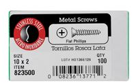 Hillman  Flat Head  Phillips Drive  Sheet Metal Screws  Stainless Steel  10   x 2 in. L 100 per box 