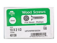 Hillman  Flat  Wood Screw  No. 10   x 2-1/2 in. L Zinc  Steel  100 pk 