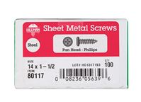 Hillman  Pan Head  Phillips Drive  Sheet Metal Screws  Steel  14   x 1-1/2 in. L 100 per box 