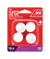 Ace  Plastic  Round  Leg Tip  White  7/8 in. W 4 pk 
