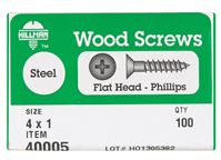 Hillman  Flat  Wood Screw  No. 4   x 1 in. L Zinc  Steel 