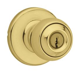 Kwikset Polo Polished Brass Steel Entry Knobs ANSI/BHMA Grade 3 1-3/4 in. 