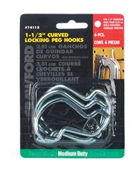 Crawford  1.5 in. Silver and Black  Peg Hooks  6 