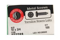 Hillman  Pan Head  Phillips Drive  Sheet Metal Screws  Stainless Steel  10   x 3/4 in. L 100 per box 
