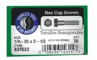 Hillman  Hillman  Stainless Steel  Coarse  Hex Head Cap Screw  1/4-20 in. Dia. x 2-1/2 in. L 50 box 