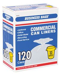 Business Bags  Commercial  33 gal. Commercial Drum/Can Liners  Twist Tie  120 pk 