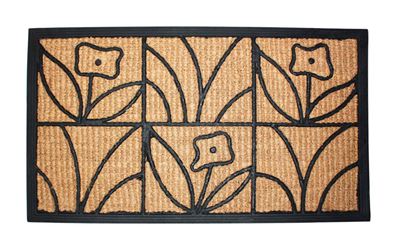 J&M Home Fashions Black Coir and Rubber Nonslip Doormat 30 in. L x 18 in. W 