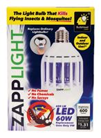 ZappLight  As Seen On TV  Light and Bug Zapper  60 watts 600 lumens 4000 K LED  A19  Bright White  9 