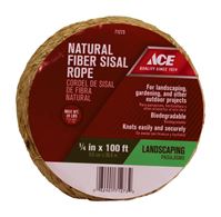 Ace  1/4 in. Dia. x 100 ft. L Twisted  Sisal  Rope  Brown 