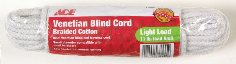 Ace  9/64 in. Dia. x 48 ft. L Solid Braided  Cotton  Venetian Blind Cord  White 