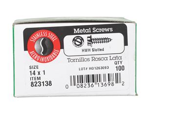 Hillman Hex Washer Slotted Drive Sheet Metal Screws Stainless Steel 14 x 1 in. L 100 per box 