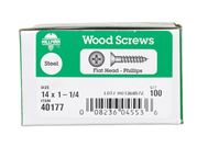Hillman  Flat  Wood Screw  No. 14   x 1-1/4 in. L Zinc  Steel  100 pk 
