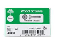 Hillman  Flat  Wood Screw  No. 6   x 1-3/4 in. L Zinc  Steel  100 pk 