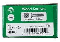 Hillman  Flat  Wood Screw  No. 14   x 1-3/4 in. L Zinc  Steel  100 pk 