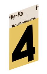 Hy-Ko  Self-Adhesive  Black  Aluminum  Number  4  1-1/2 in. 