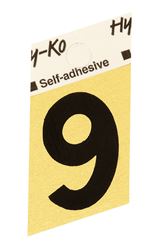 Hy-Ko  Self-Adhesive  Black  Aluminum  Number  9  1-1/2 in. 