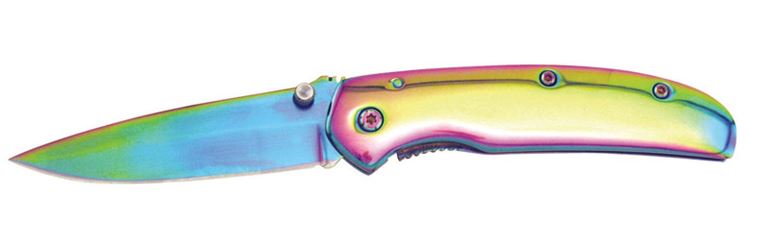 Frost Cutlery Cameleon Stainless Steel Pocket Knife Rainbow 