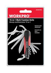WorkPro  15-in-1  Stainless Steel  Multi-Function Knife  Black 