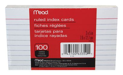 Mead Index Cards 3 in. x 5 in. 100 / Pack 