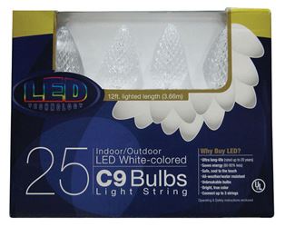 Celebrations  LED C9  LED  Light Set  White  12 ft. L 25 lights 