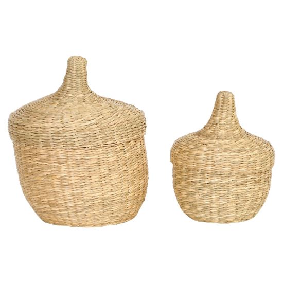 Hand-Woven Seagrass Baskets W/ Lids, Set of 2 - VSHE923V